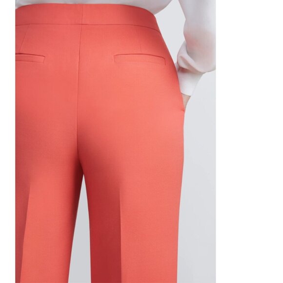NWT LAFAYETTE 148 | Gates Straight-leg Wool-silk Pants In Stamped Poppy - Picture 3 of 13